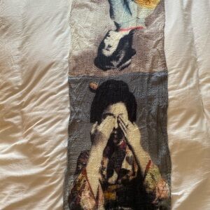 Linen scarf with Japanese geisha